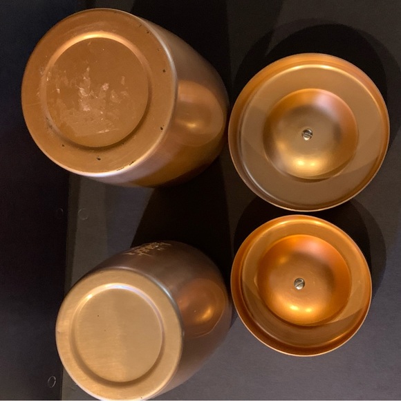 Vintage Copper Color Aluminum Canisters Seed Treats Decor Storage Bird Lover - Picture 4 of 14